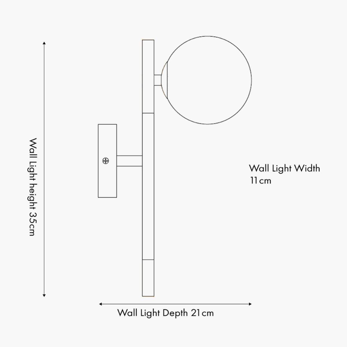 Pacific Lifestyle Wanda White Orb and Black Metal Wall Light