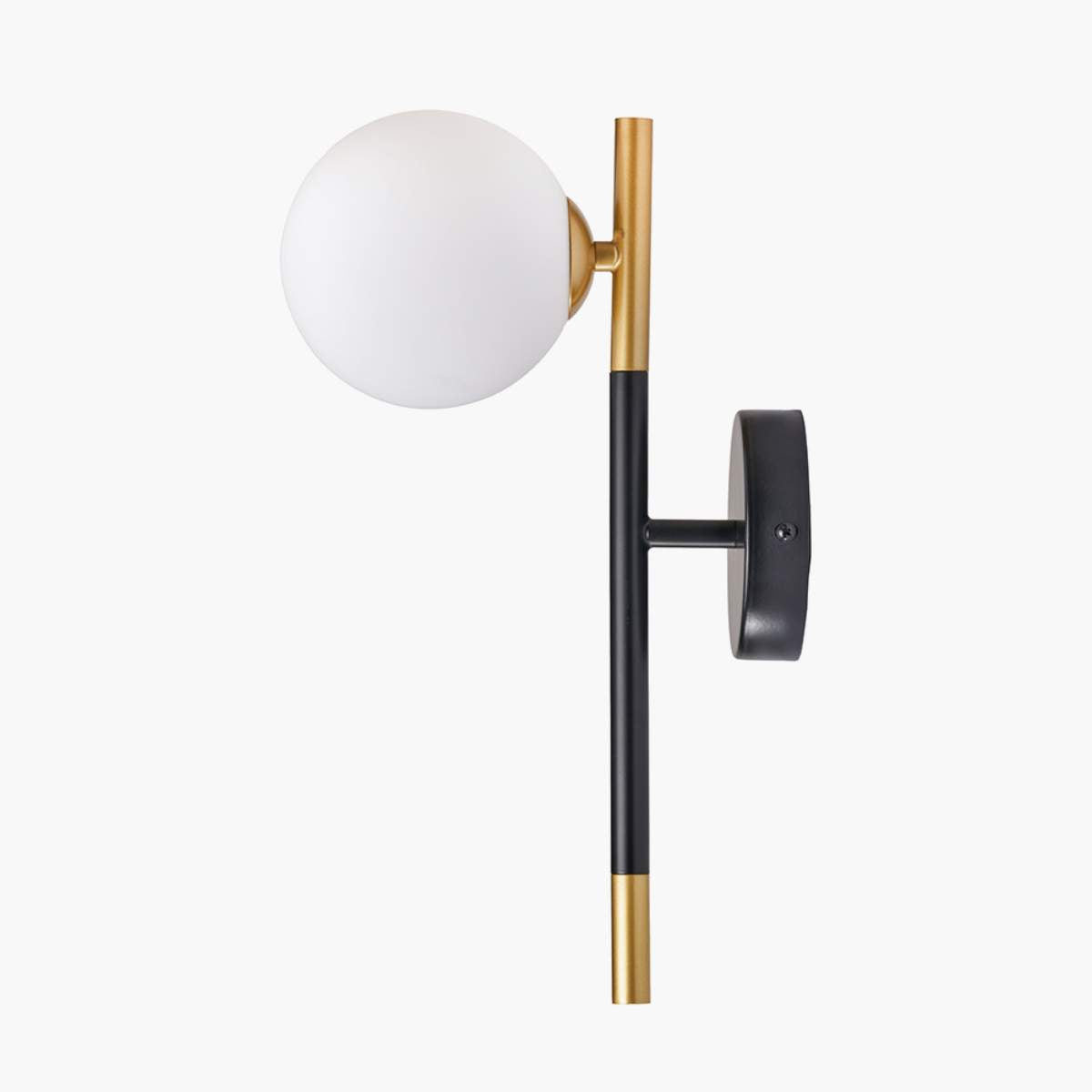 Pacific Lifestyle Wanda White Orb and Black Metal Wall Light