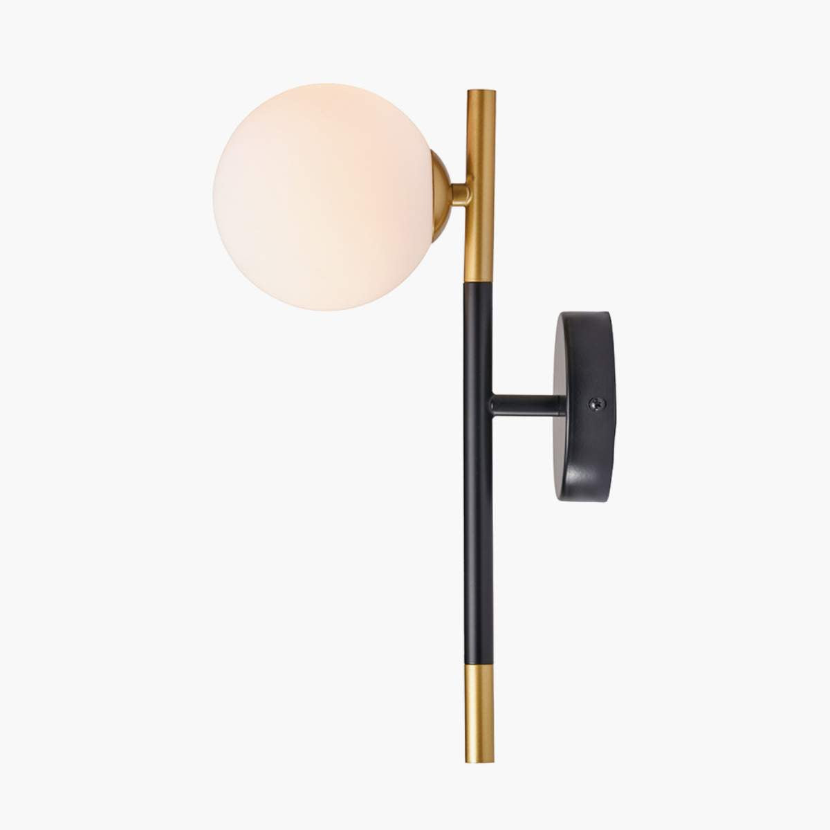 Pacific Lifestyle Wanda White Orb and Black Metal Wall Light