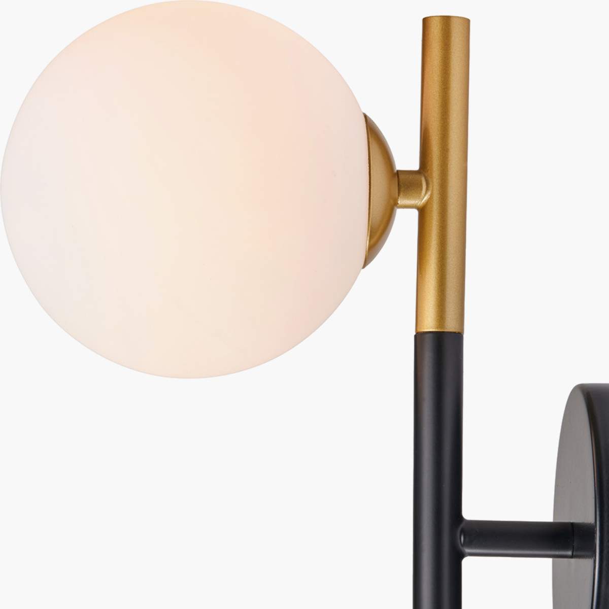 Pacific Lifestyle Wanda White Orb and Black Metal Wall Light