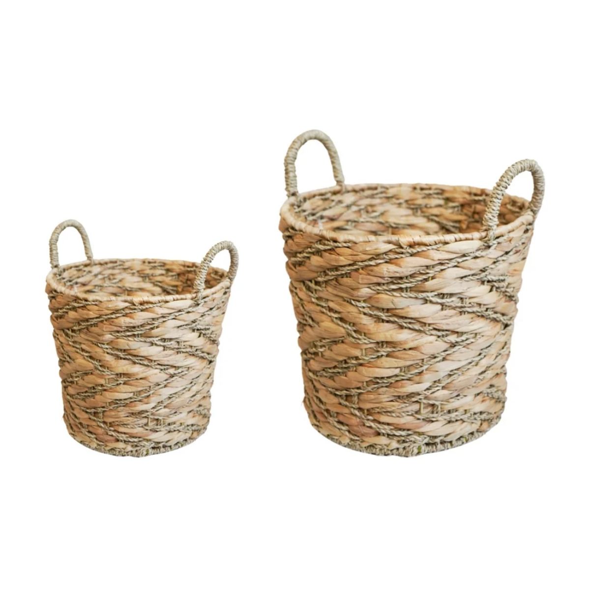 Ivyline Water Hyacinth Woven Log Basket with Handles H50cm D50cm