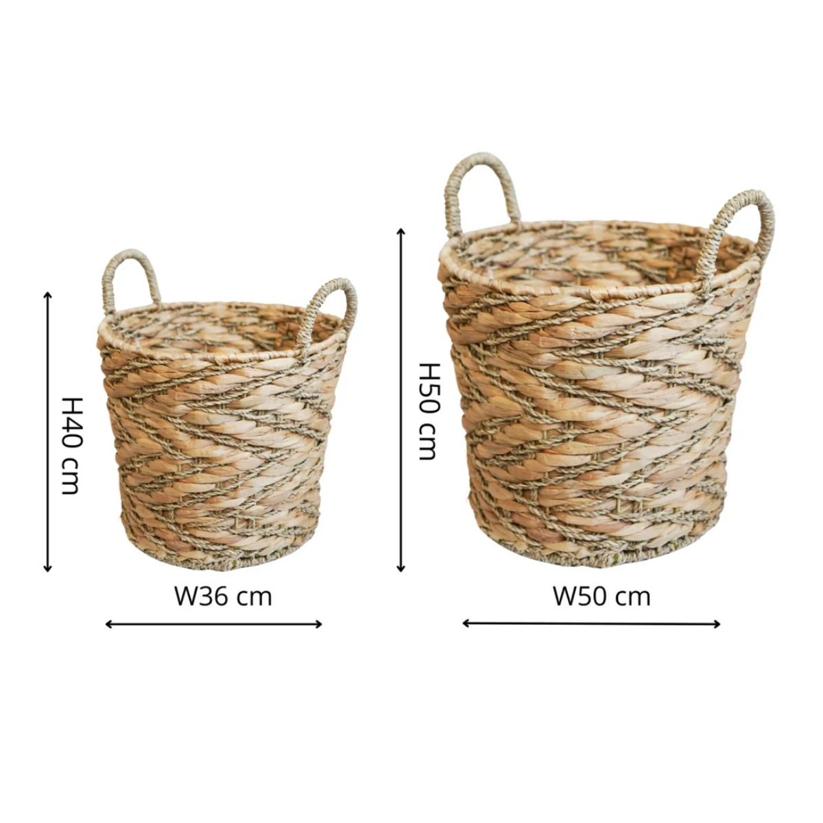 Ivyline Water Hyacinth Woven Log Basket with Handles H50cm D50cm