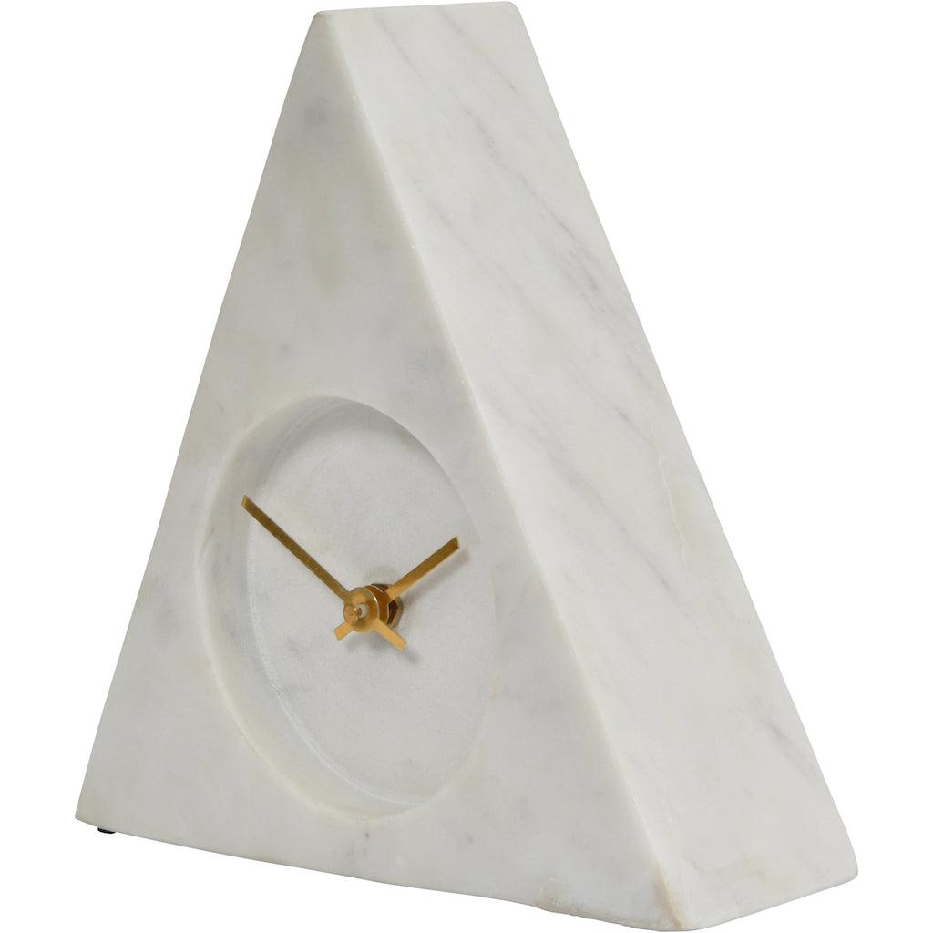 White Marble Triangular Mantel Clock-Beaumonde