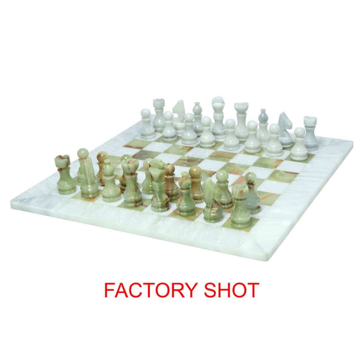 Beaumonde Home Flos White Marble and Green Onyx Chess Set