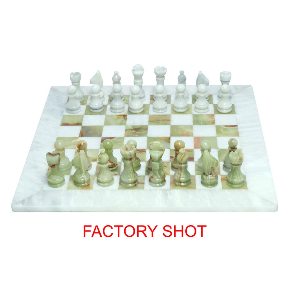 Beaumonde Home Flos White Marble and Green Onyx Chess Set