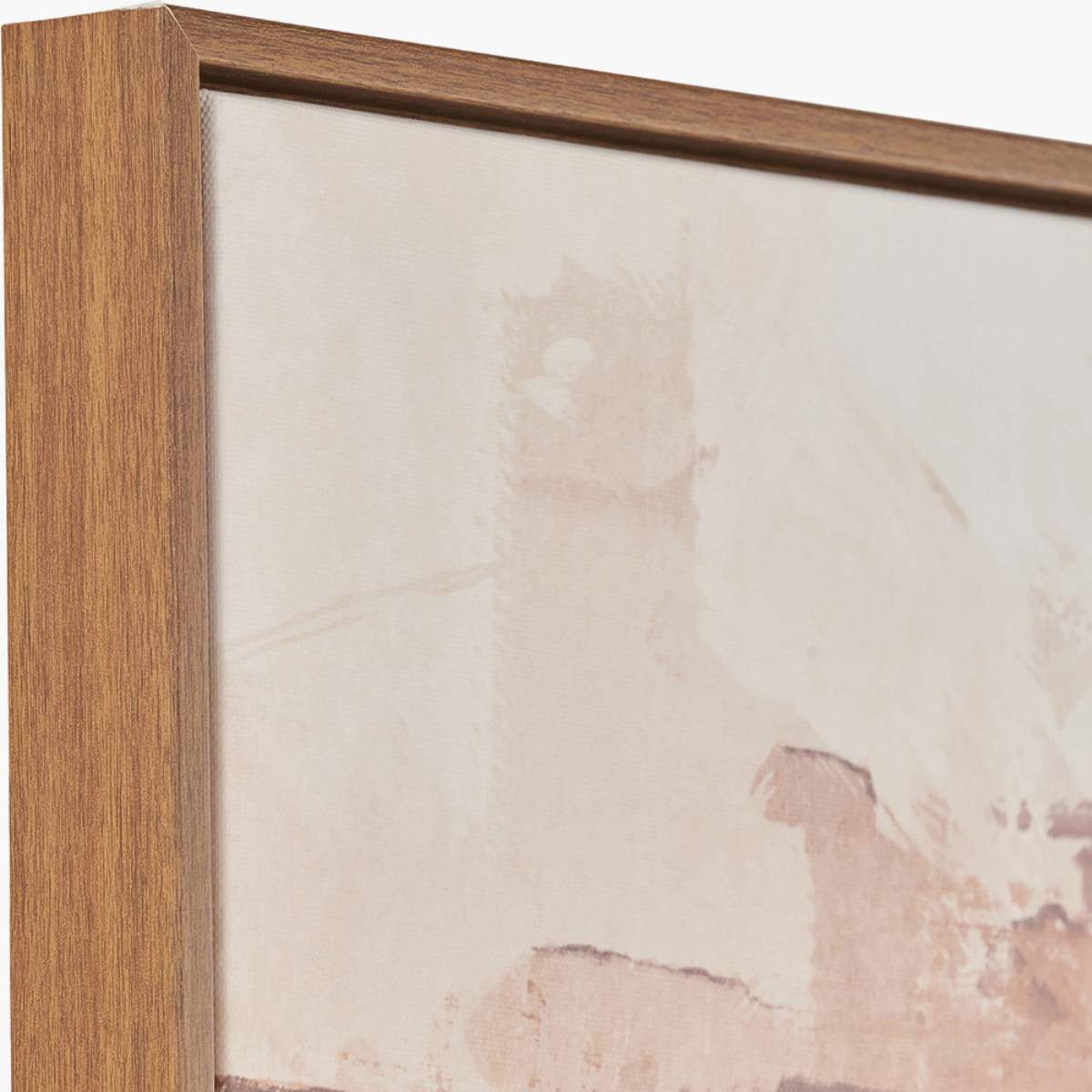 Pacific Lifestyle White and Terracotta Abstract Square Canvas with Oak Effect Frame