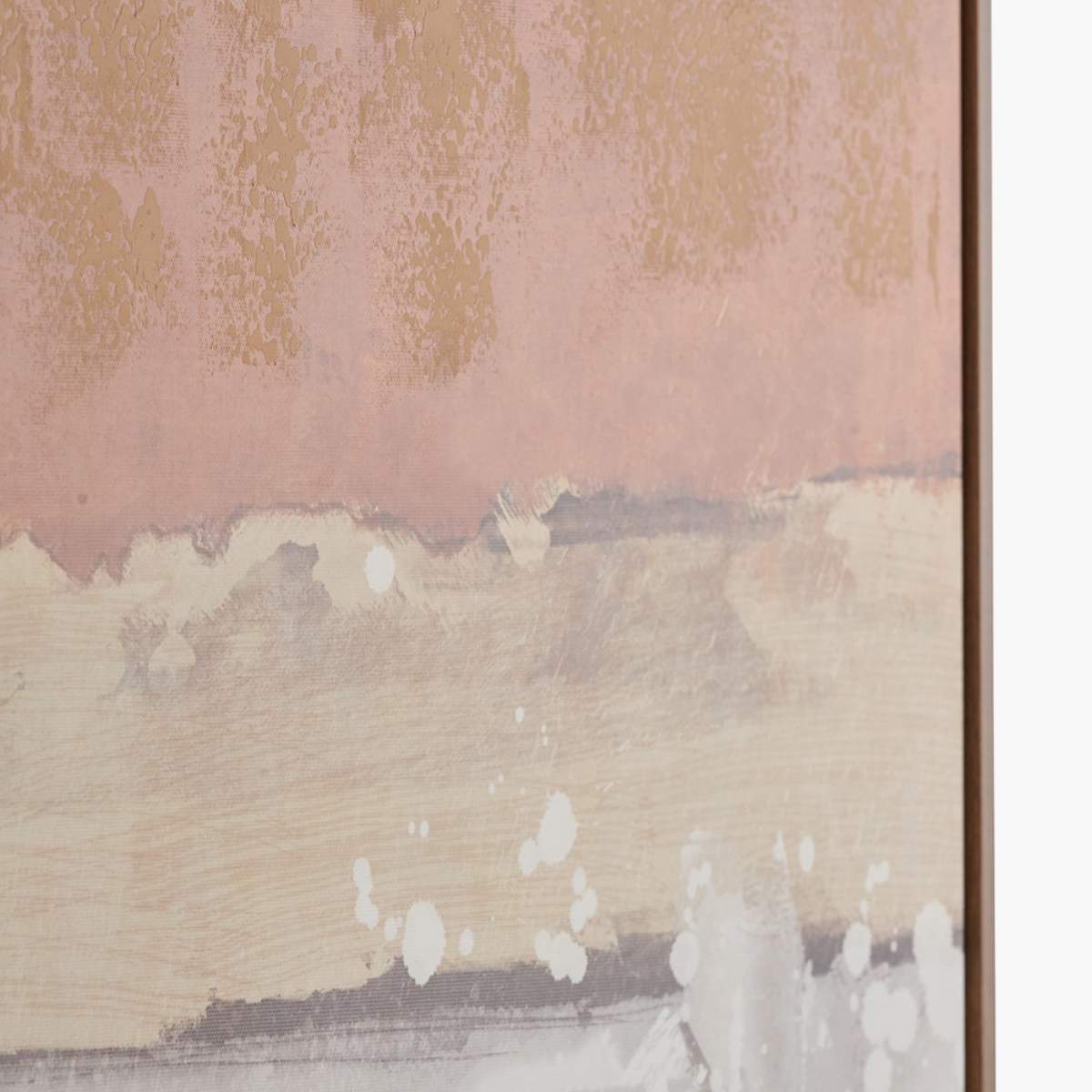 Pacific Lifestyle White and Terracotta Abstract Square Canvas with Oak Effect Frame