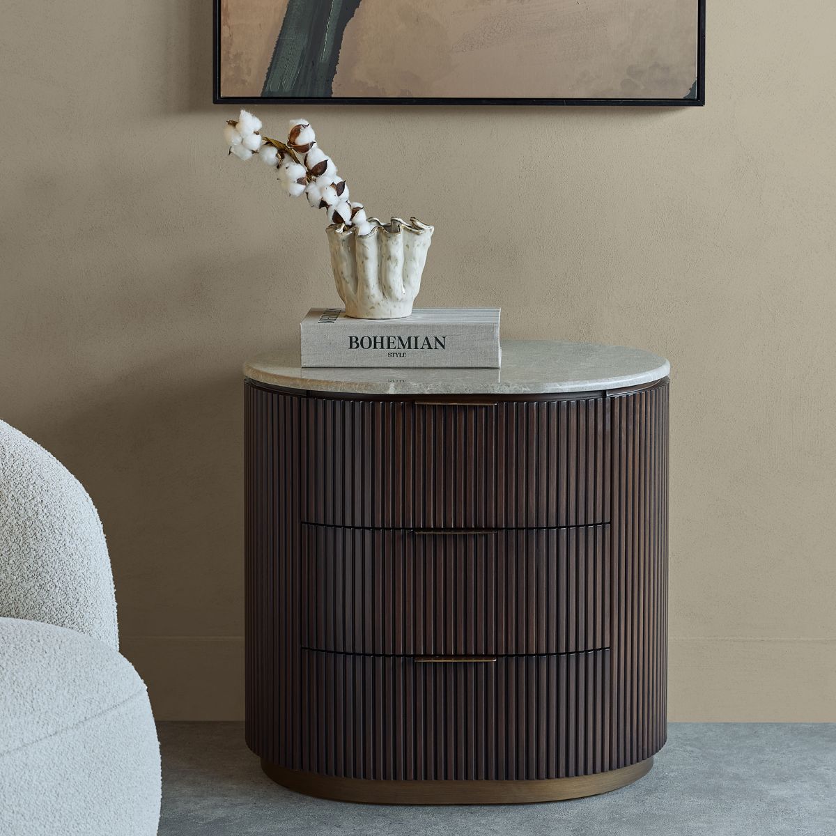 Libra Interiors Whitwell Bedside Three Drawer Chest