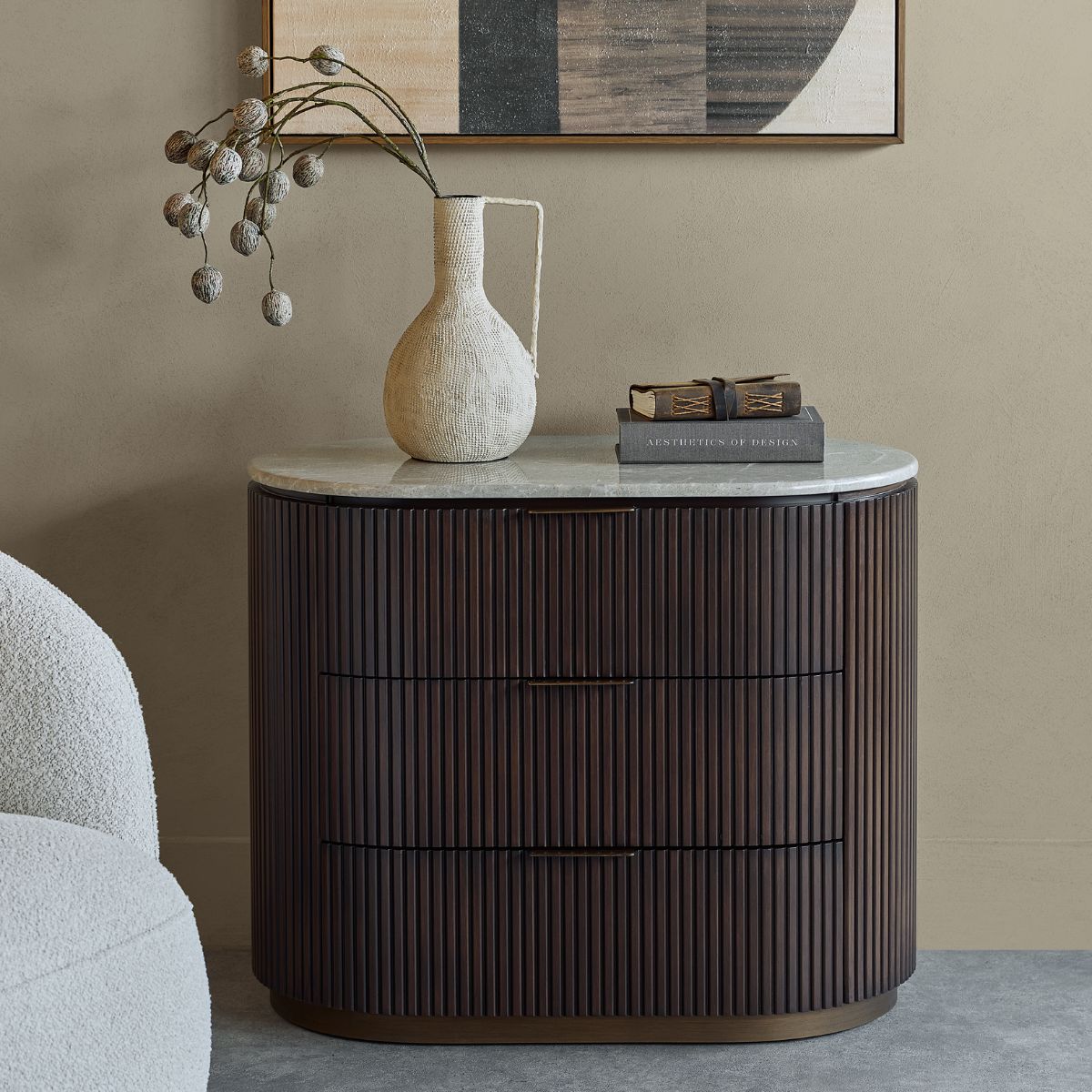 Libra Interiors Whitwell Bedside Three Drawer Chest