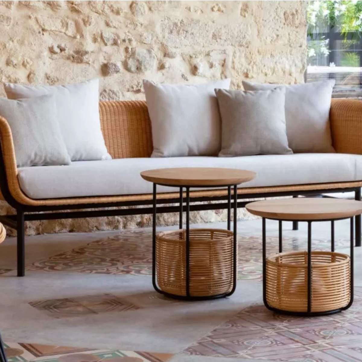 Vincent Shepherd Wicked Lounge Sofa In Rattan With Seat Cushion