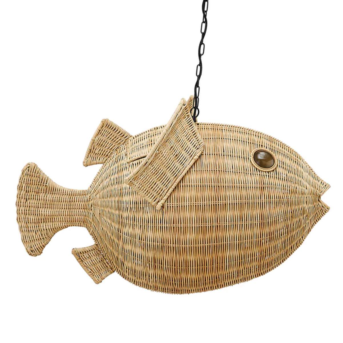 Jonathan Adler Wicker Blowfish Medium Pendant