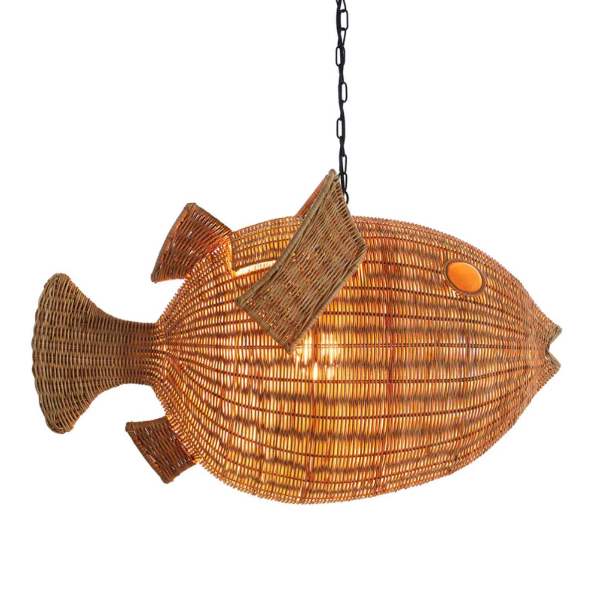 Jonathan Adler Wicker Blowfish Medium Pendant