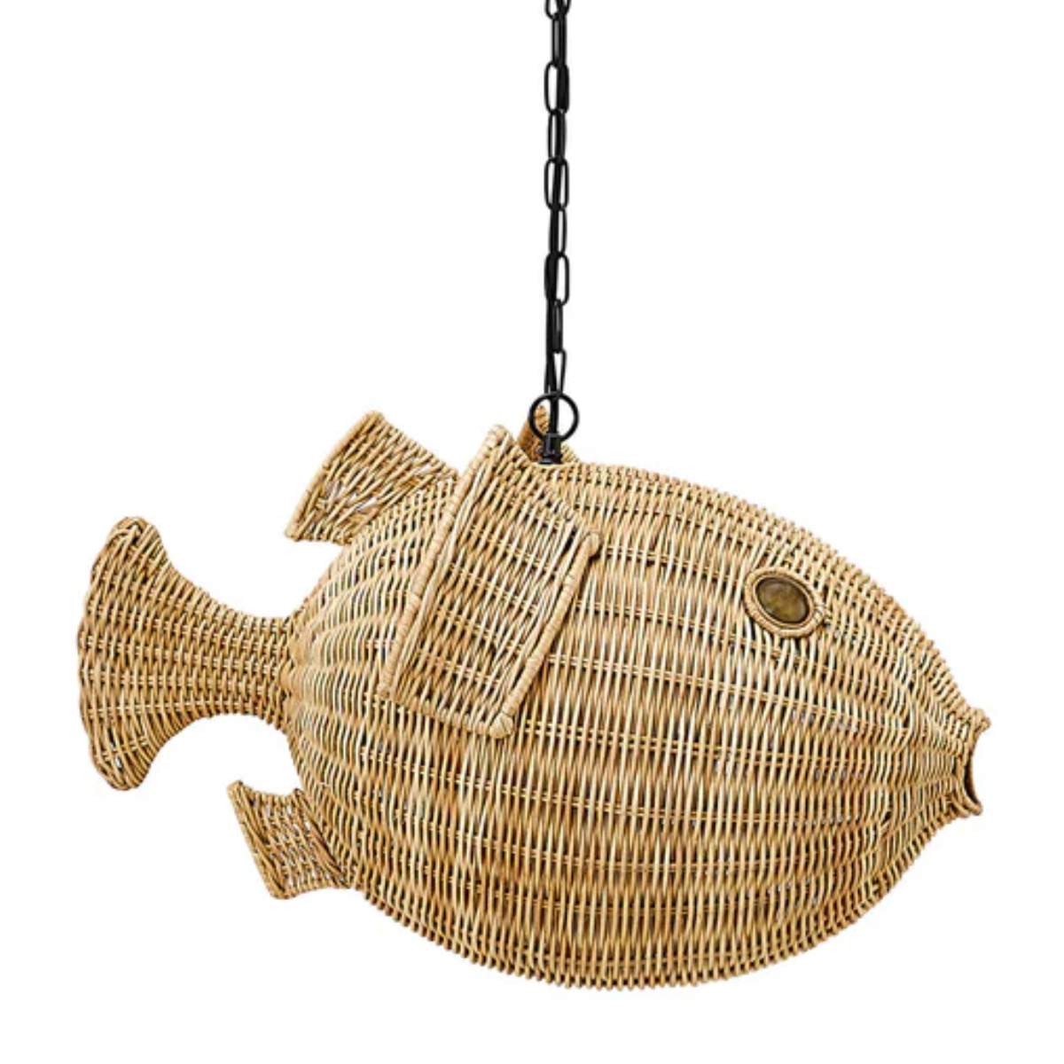 Jonathan Adler Wicker Blowfish Small Pendant