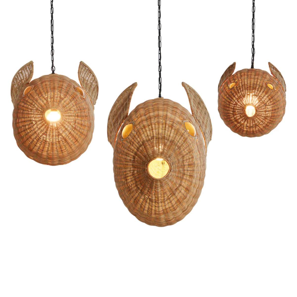 Jonathan Adler Wicker Blowfish Small Pendant