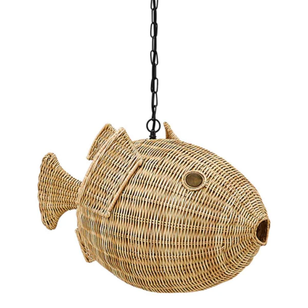 Jonathan Adler Wicker Blowfish Small Pendant