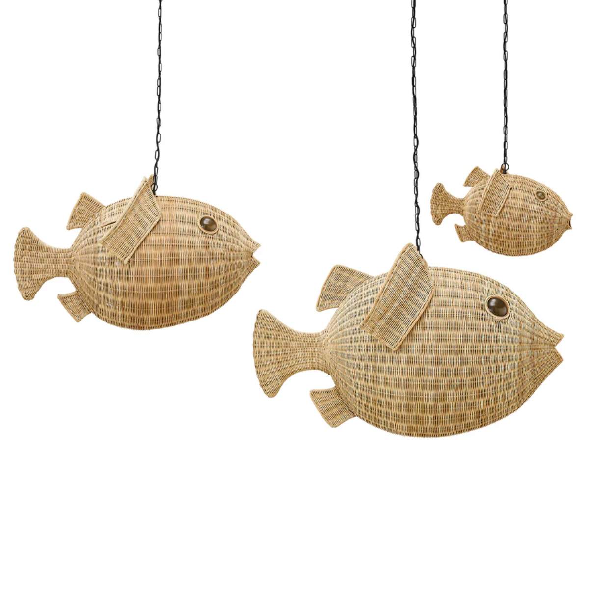 Jonathan Adler Wicker Blowfish Small Pendant