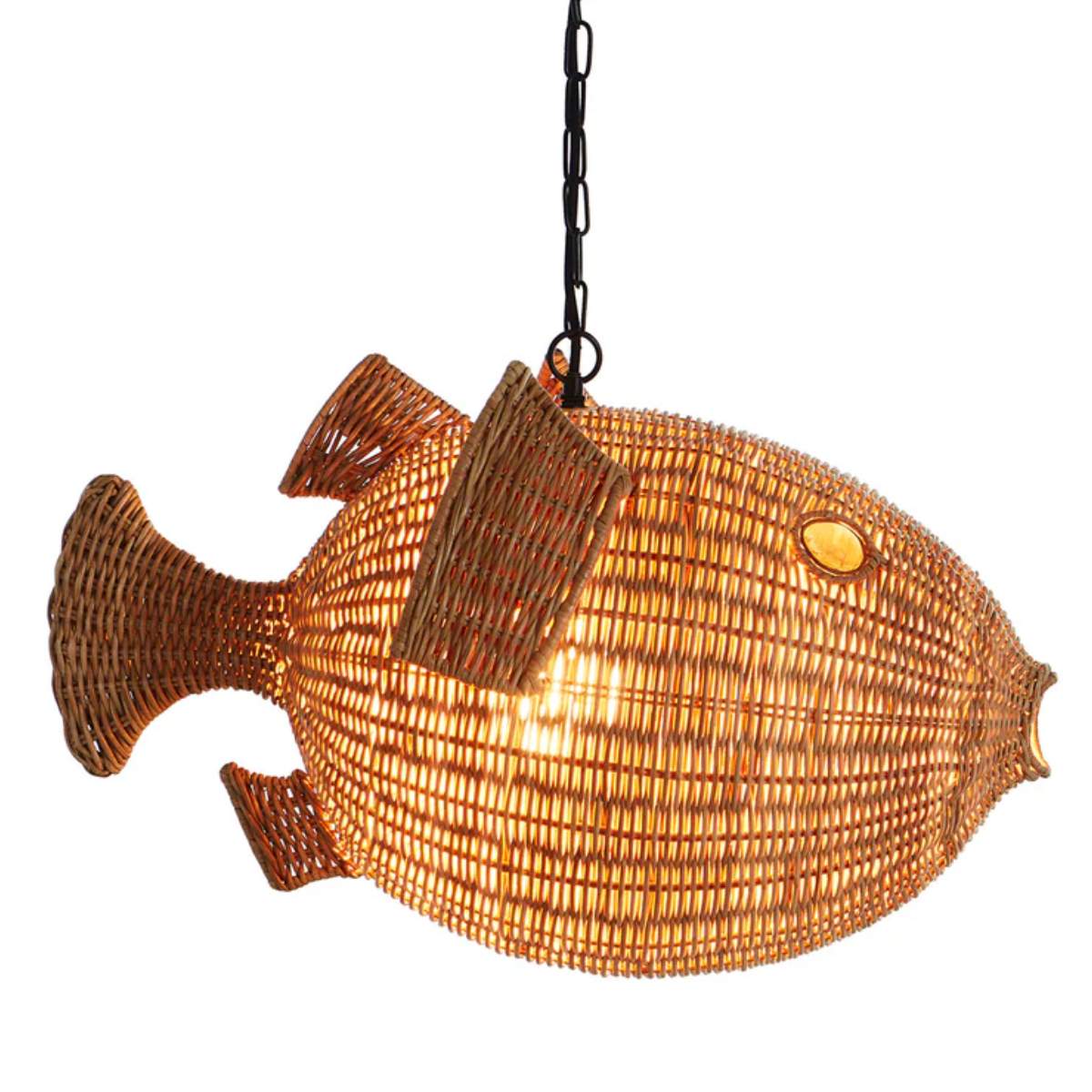 Jonathan Adler Wicker Blowfish Small Pendant