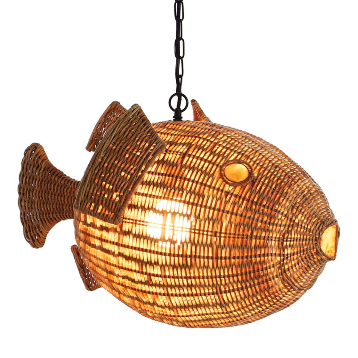 Jonathan Adler Wicker Blowfish Small Pendant