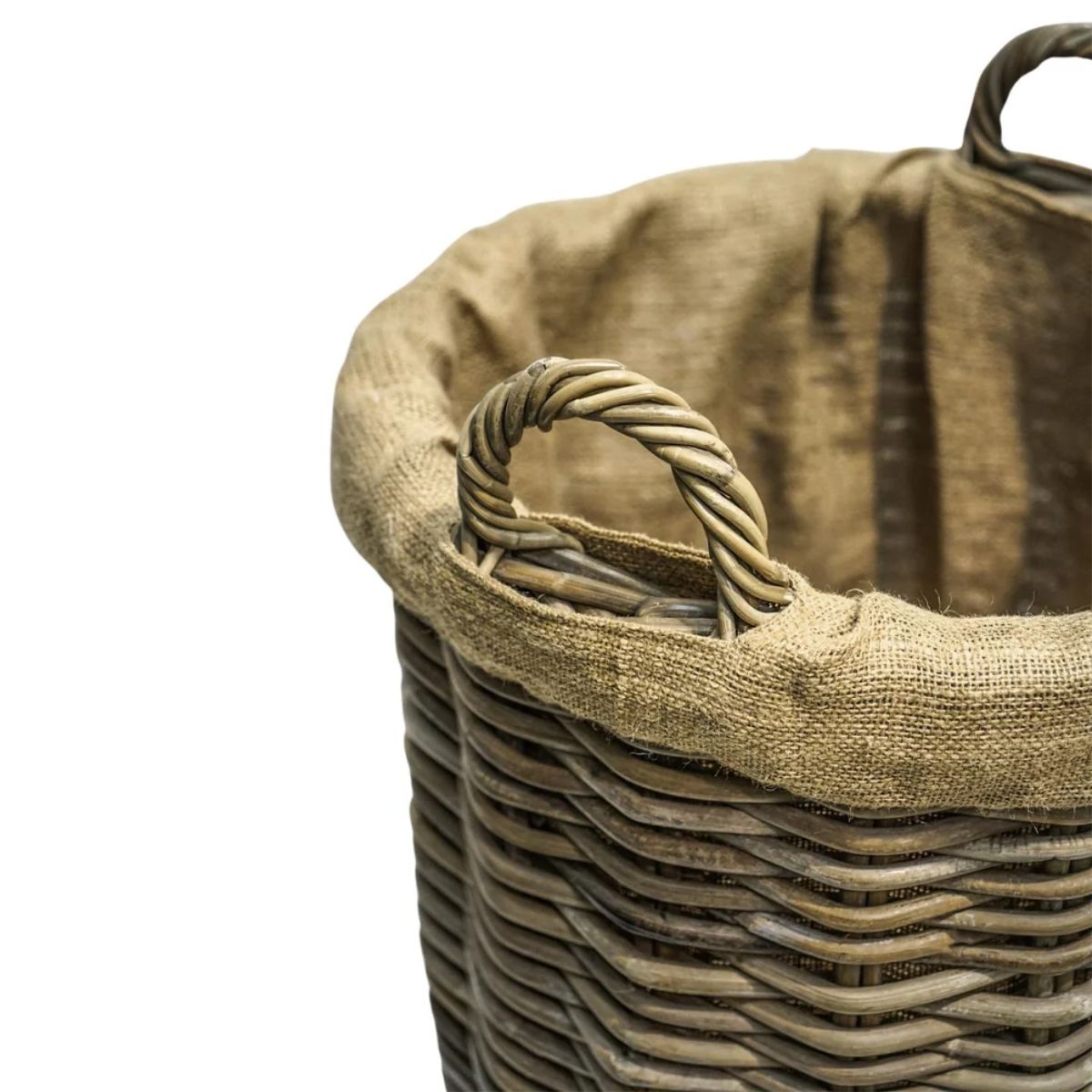 Ivyline Wicker Log Basket Round Lined H35cm D35Cm