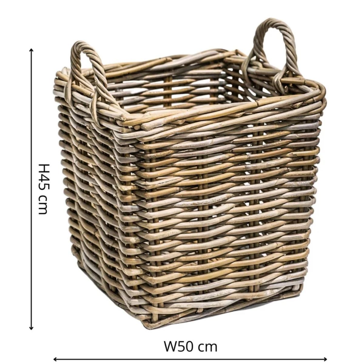 Ivyline Wicker Log Basket Square H45Cm W50Cm