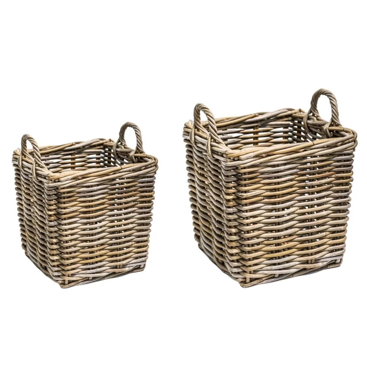 Ivyline Wicker Log Basket Square H40Cm W35Cm