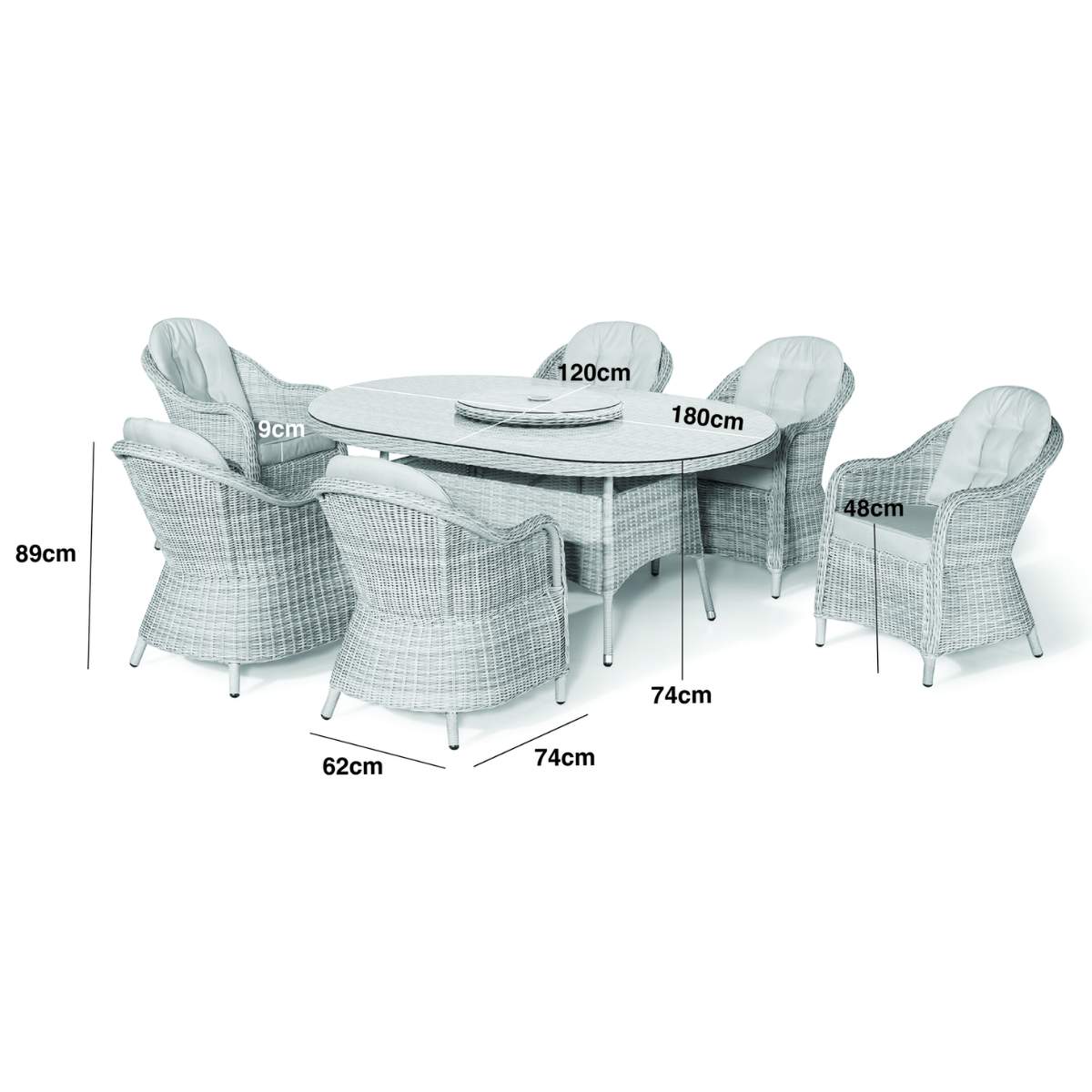 Maze Winchester 6 Seat Oval Dining Set