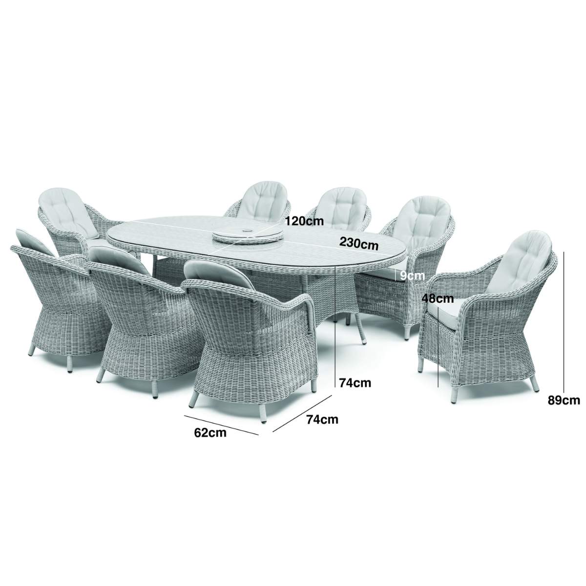 Maze Winchester 8 Seat Oval Dining Set