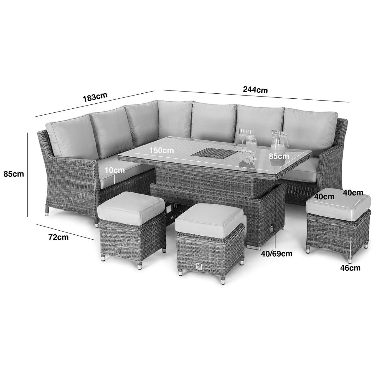 Maze Winchester Corner Rattan Dining Set