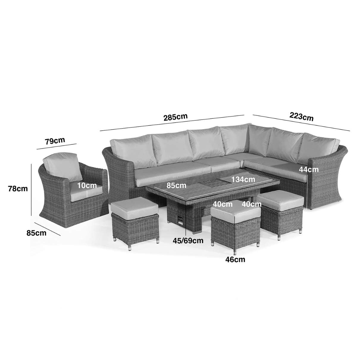 Maze Winchester Deluxe Large Rattan Corner Dining Set