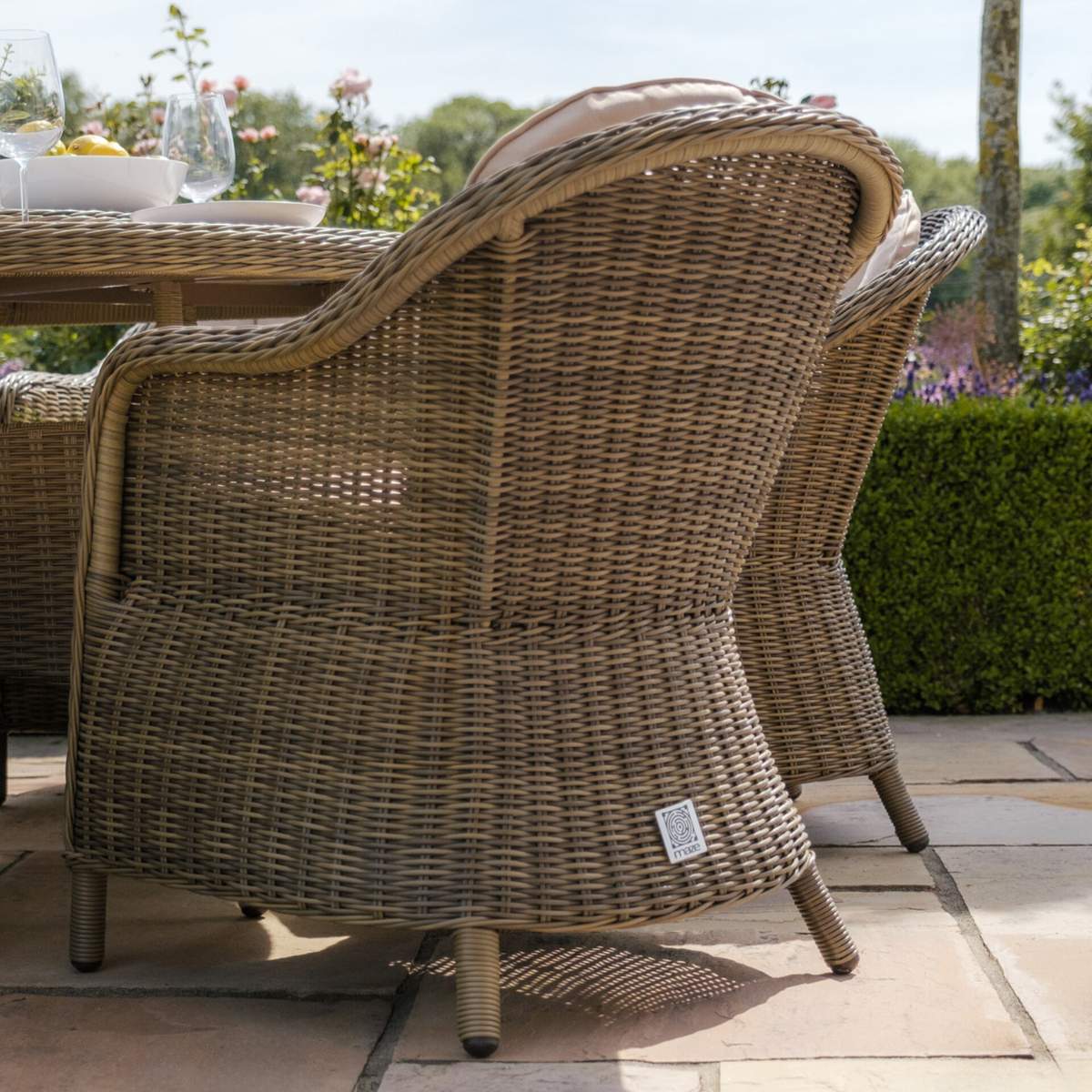 Maze Winchester Heritage 4 Seat Round Rattan Dining Set - Ceramic Glass