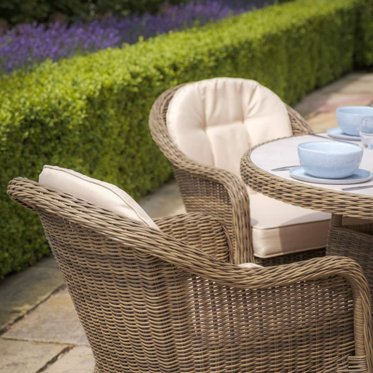 Maze Winchester Heritage 4 Seat Round Rattan Dining Set - Ceramic Glass