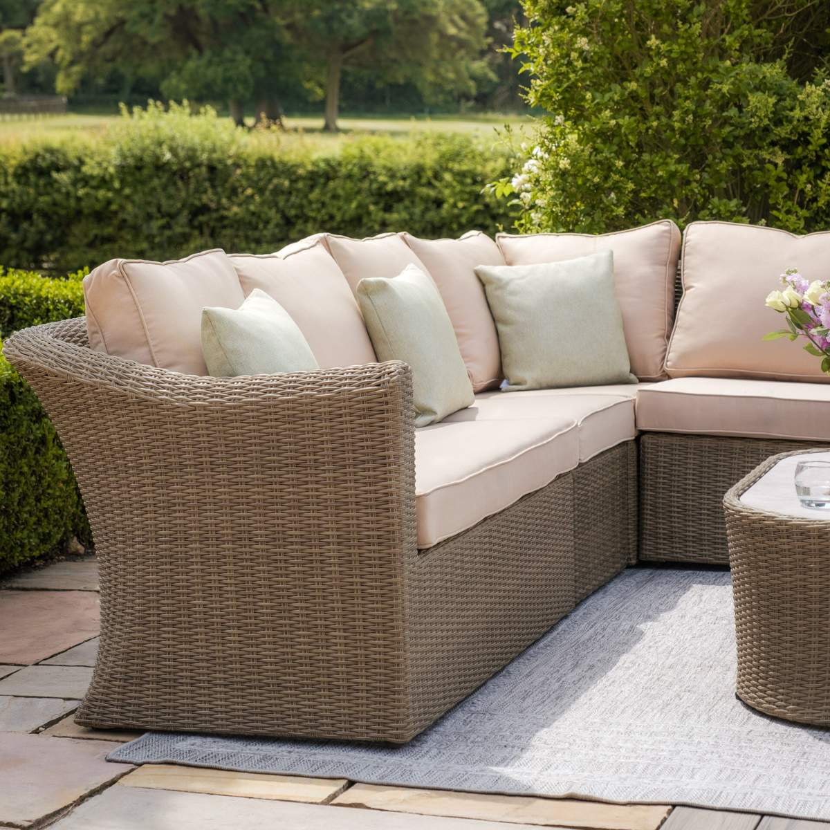 Maze Winchester Large Rattan Corner Sofa Set - Ceramic Glass