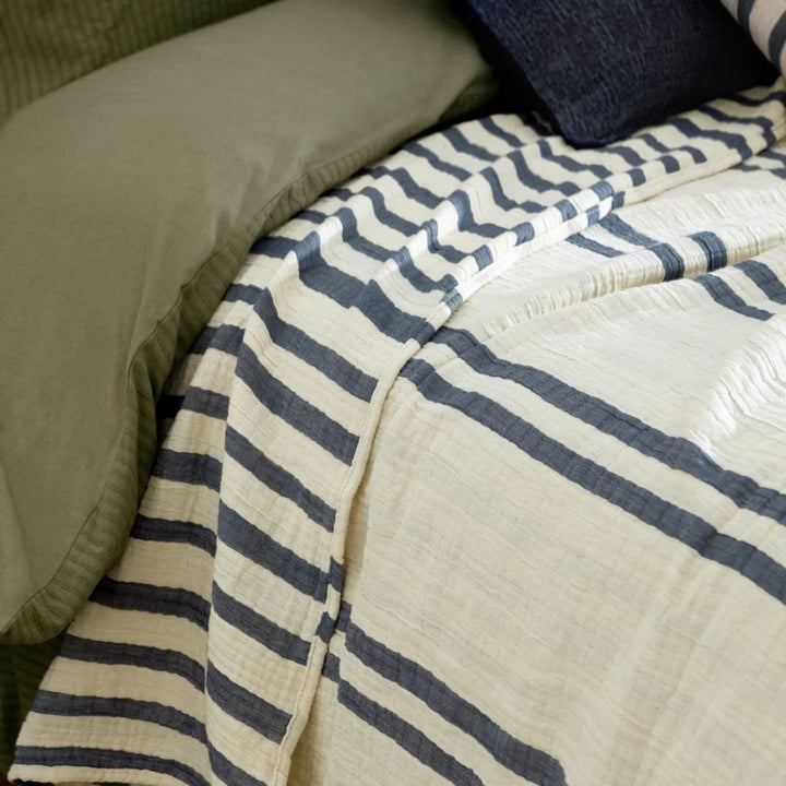 Furn Woven Stripe 100% Cotton Bedspread