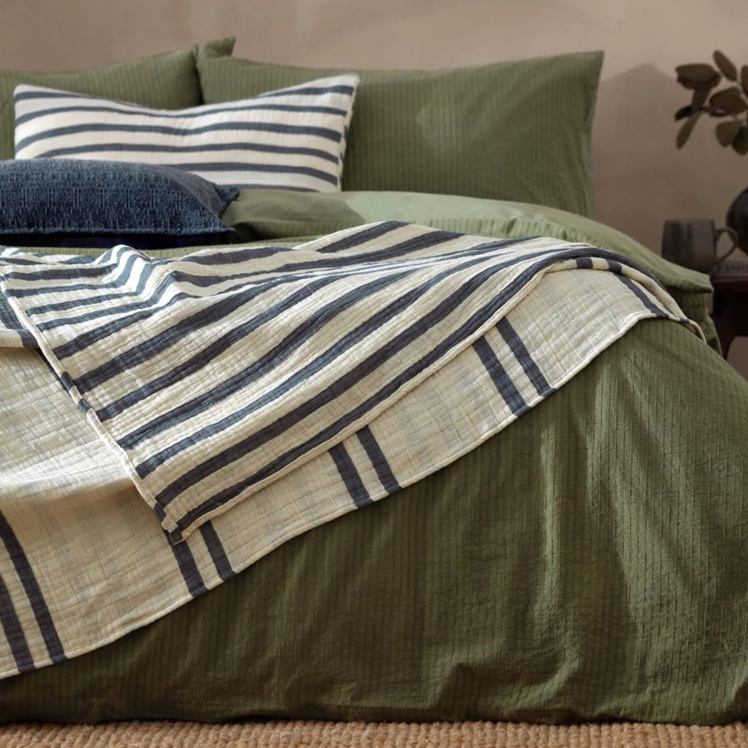Furn Woven Stripe 100% Cotton Bedspread