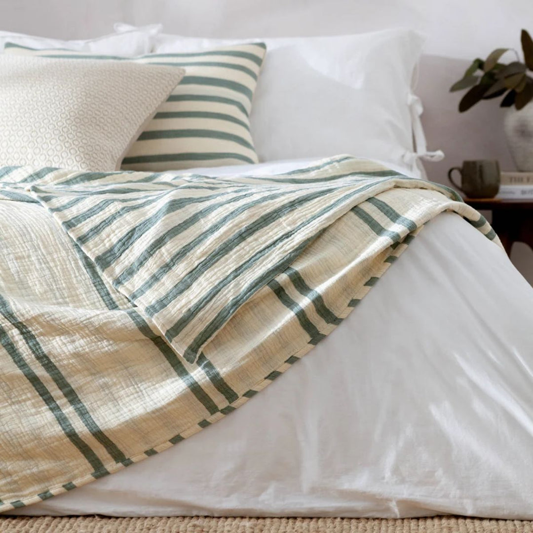 Furn Woven Stripe 100% Cotton Bedspread