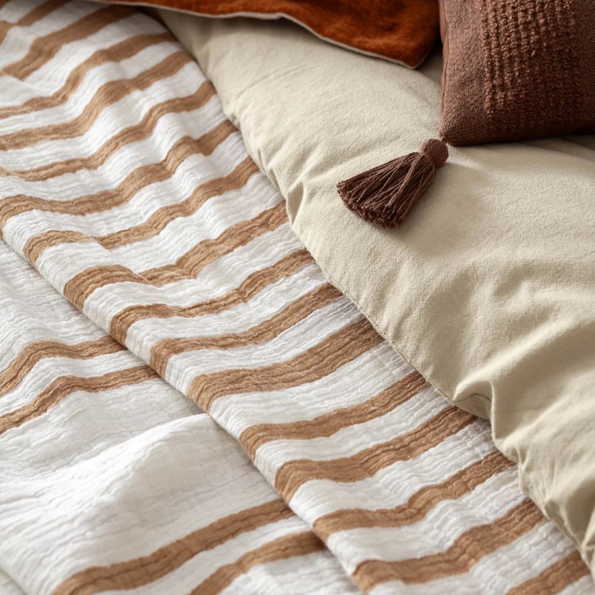 Furn Woven Stripe 100% Cotton Bedspread