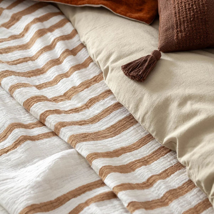 Furn Woven Stripe 100% Cotton Bedspread