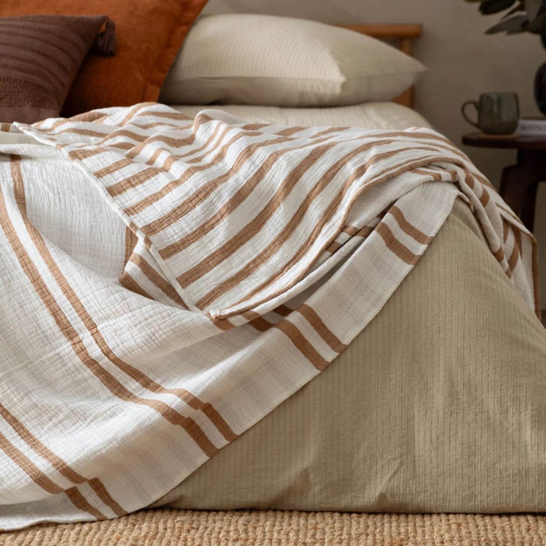 Furn Woven Stripe 100% Cotton Bedspread