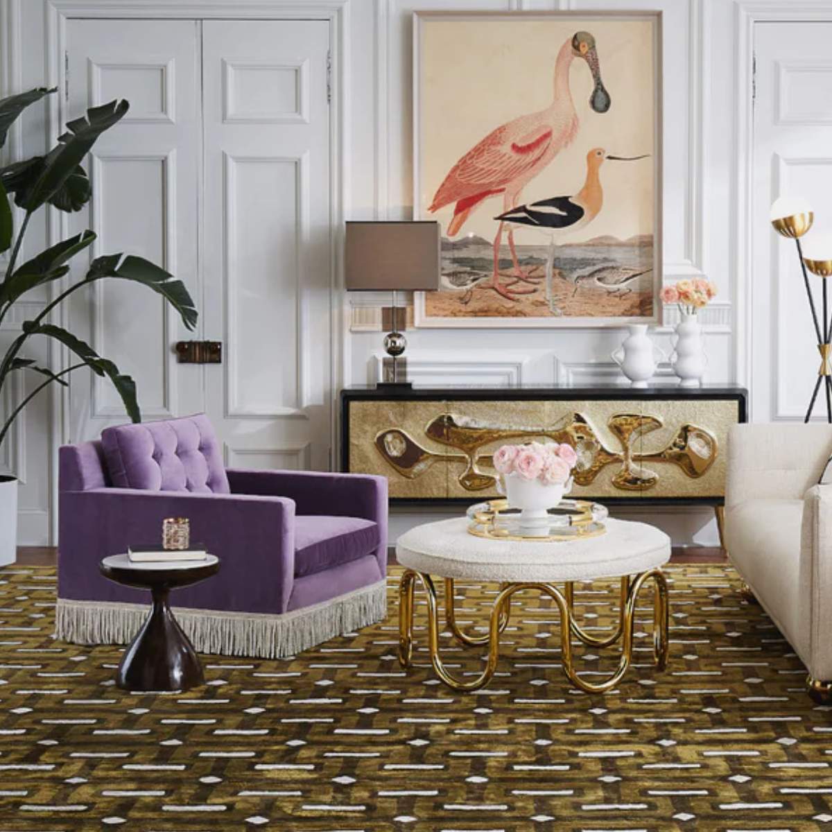 Jonathan Adler Wright Lounge Chair with Bullion Fringe