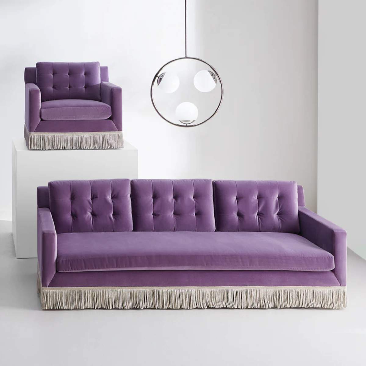 Jonathan Adler Wright Lounge Chair with Bullion Fringe