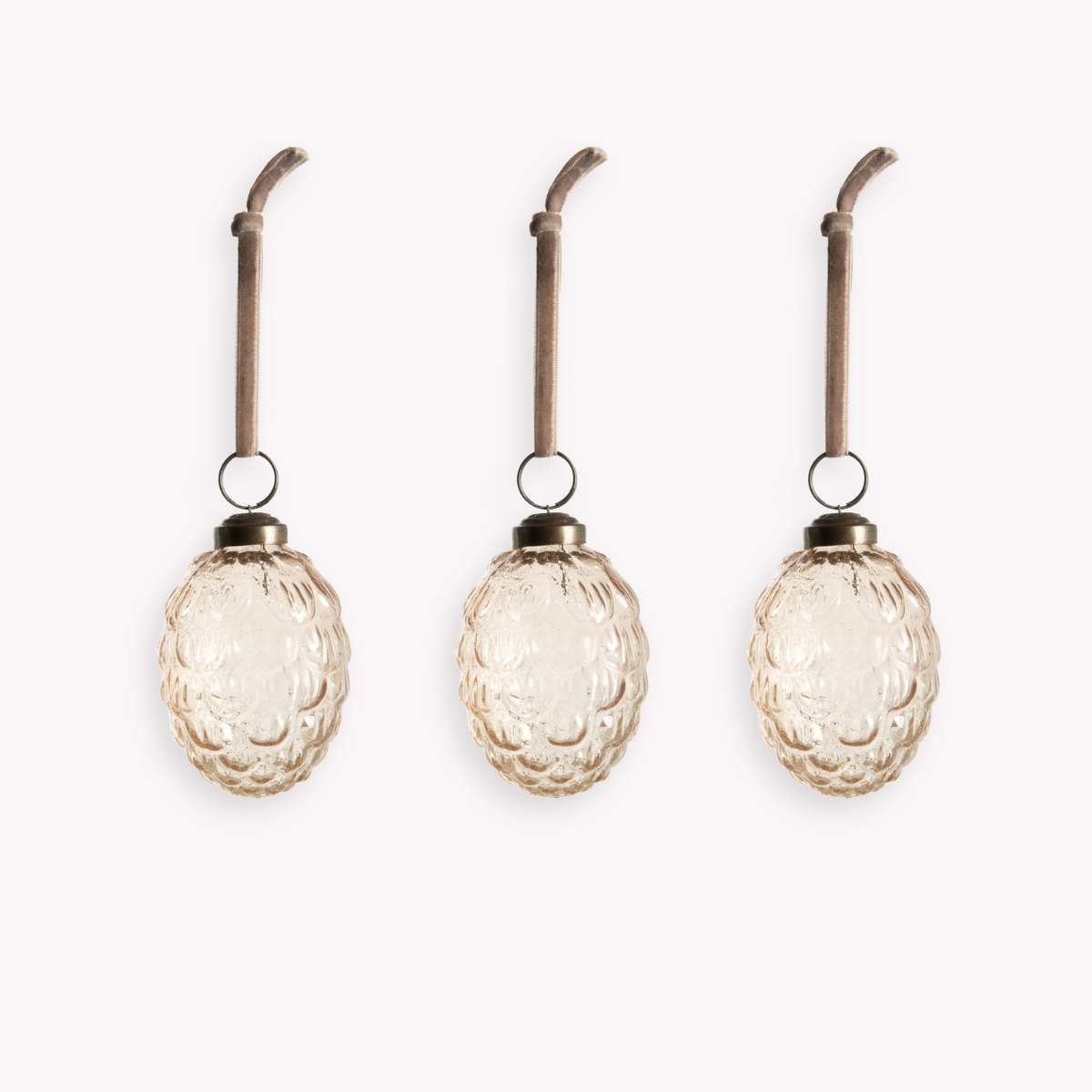 Garden Trading Wytham Pine Cone Christmas Baubles Set of 3 Truffle - Pack of 5