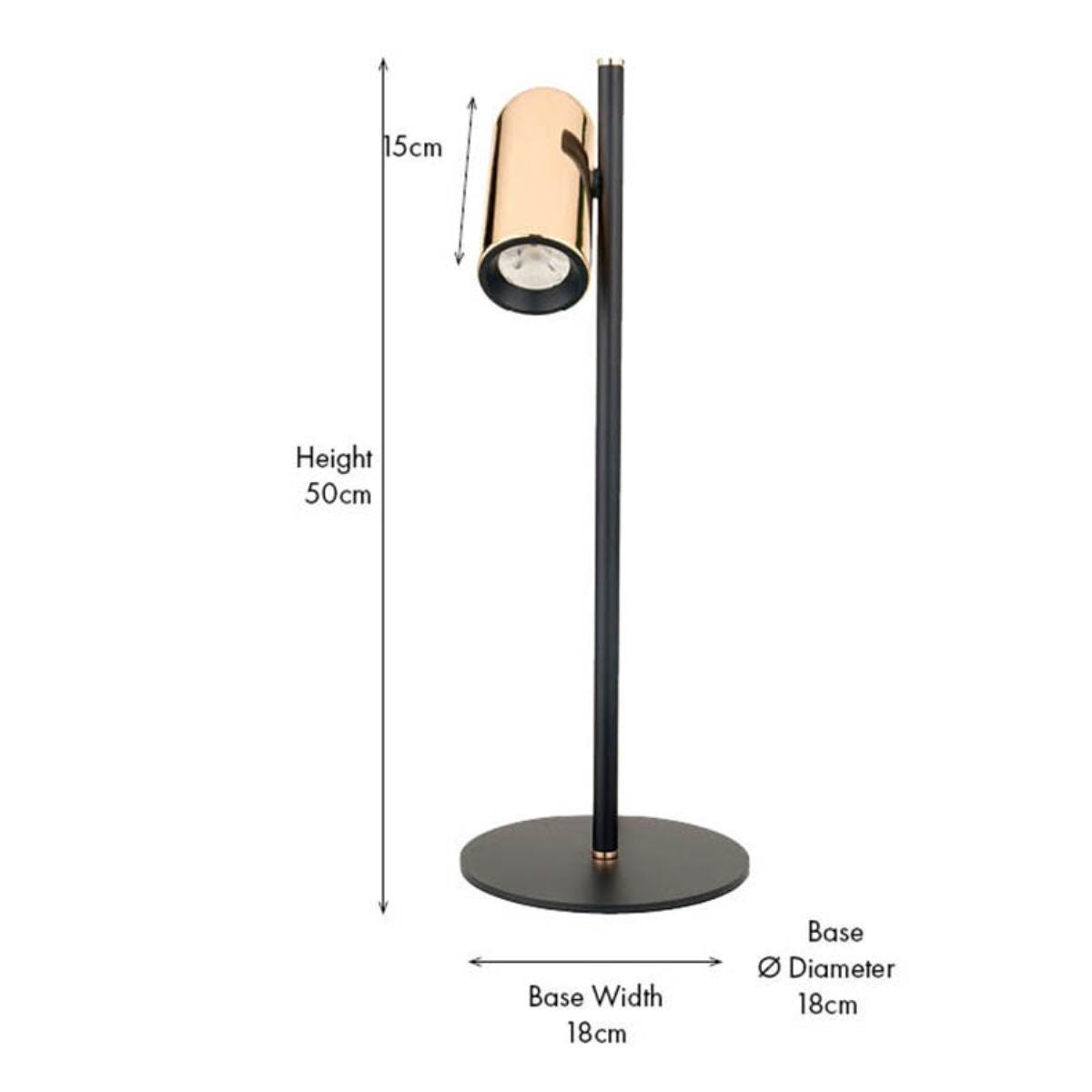Pacific Lifestyle Xena Black and Rose Gold Metal LED Table Lamp