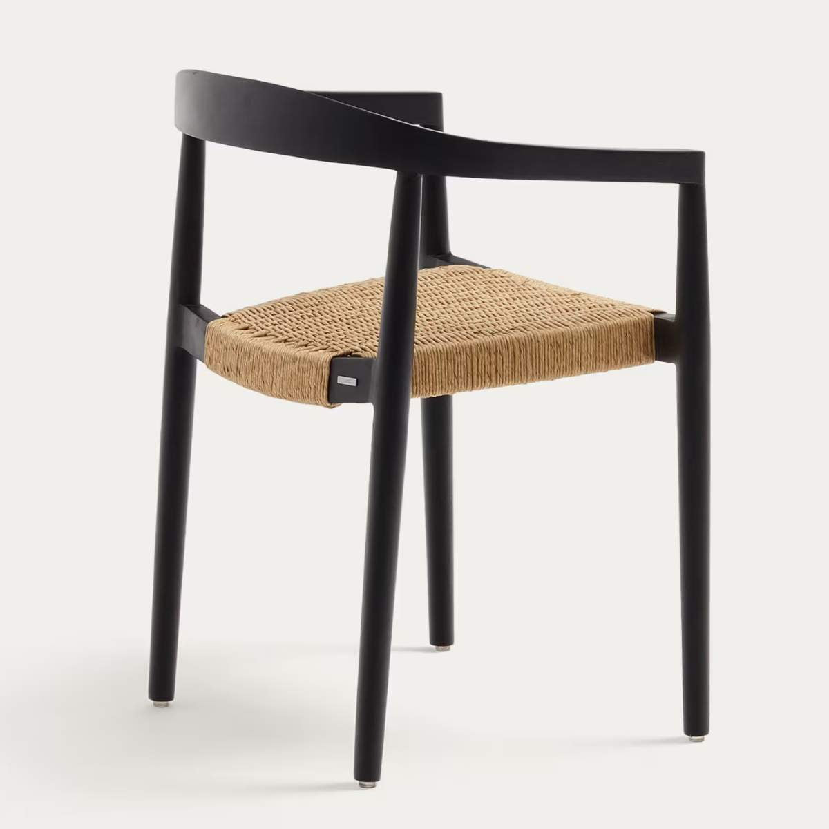 Kave Home Ydalia stackable outdoor chair in solid teak wood with natural finish and black rope