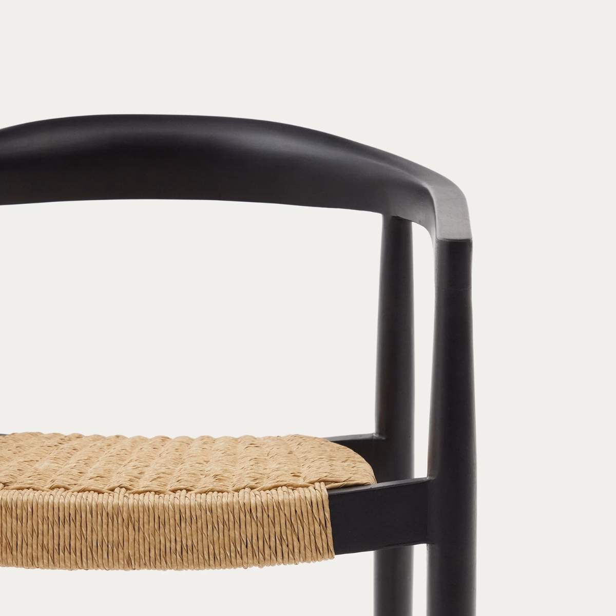 Kave Home Ydalia stackable outdoor chair in solid teak wood with natural finish and black rope