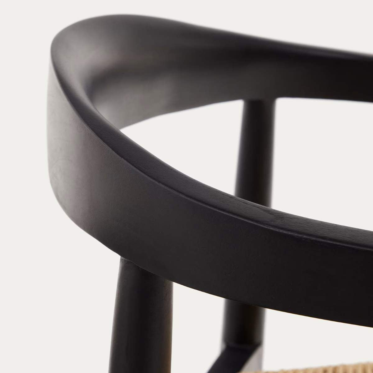 Kave Home Ydalia stackable outdoor chair in solid teak wood with natural finish and black rope
