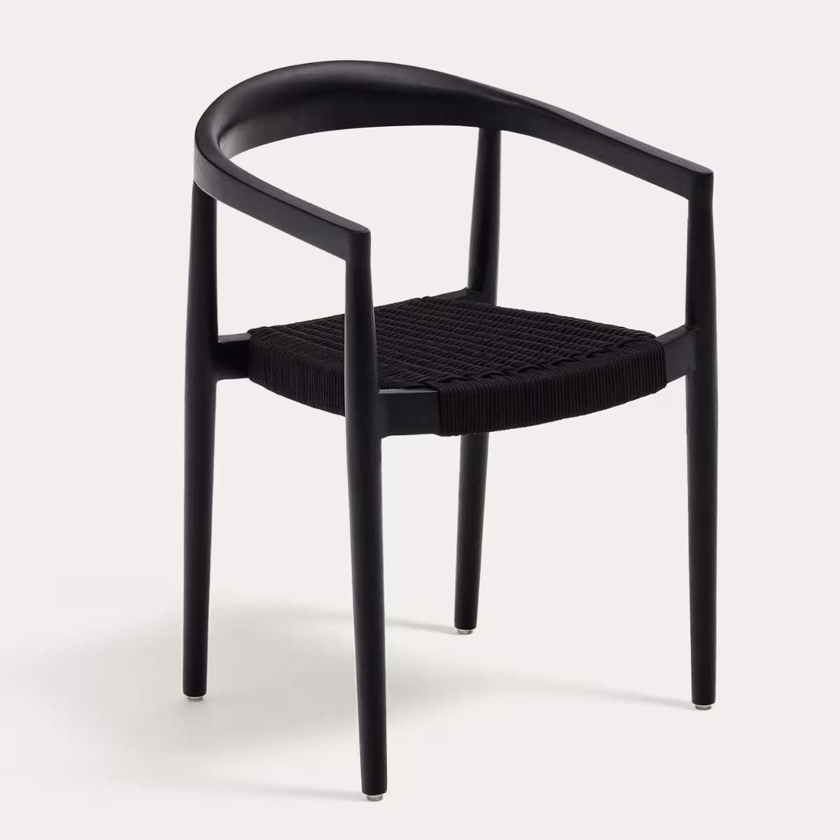 Kave Home Ydalia stackable outdoor chair in solid teak wood with natural finish and black rope