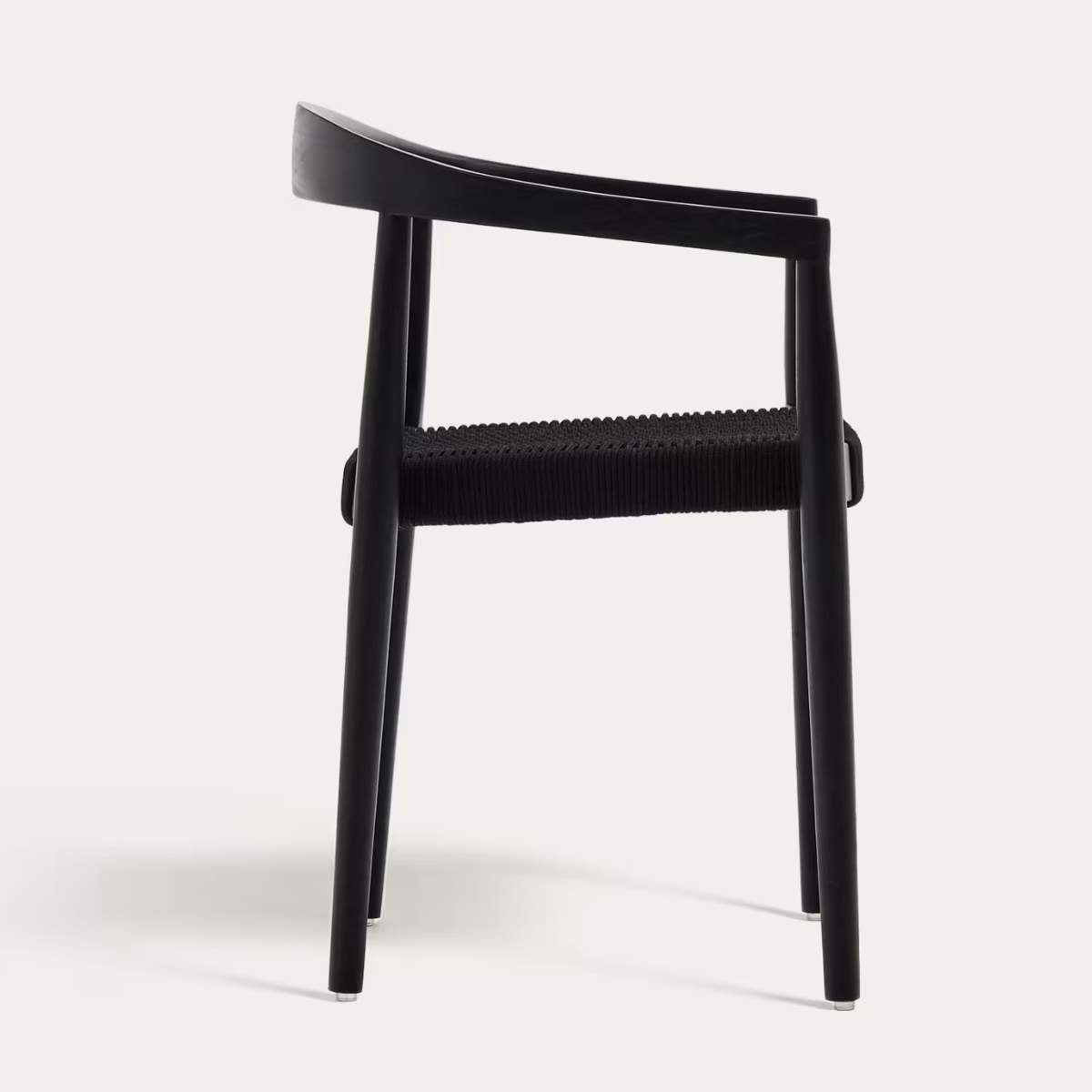 Kave Home Ydalia stackable outdoor chair in solid teak wood with natural finish and black rope