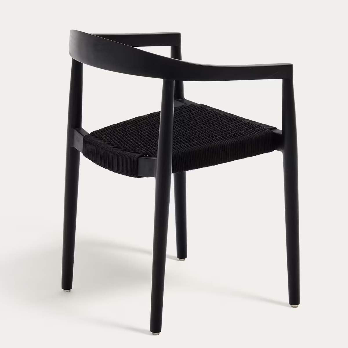 Kave Home Ydalia stackable outdoor chair in solid teak wood with natural finish and black rope