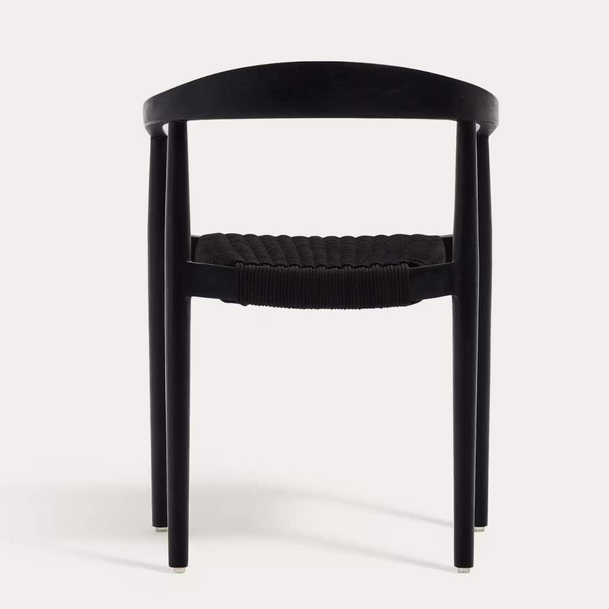 Kave Home Ydalia stackable outdoor chair in solid teak wood with natural finish and black rope
