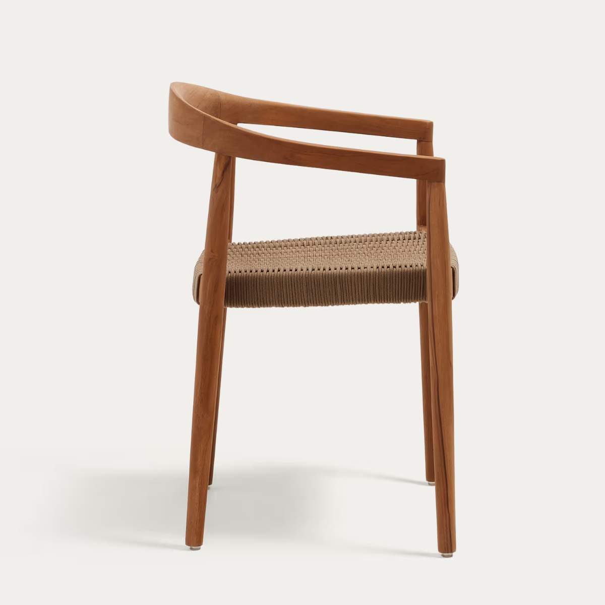 Kave Home Ydalia stackable outdoor chair in solid teak wood with natural finish and black rope